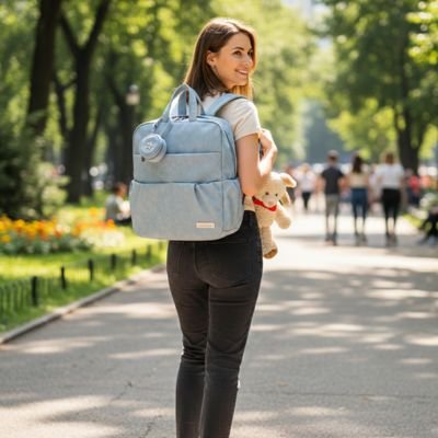 Sac a langer a dos avec anneau attache accessoires