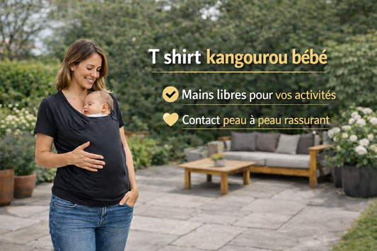 t shirt kangourou bébé portage mains libres peau à peau