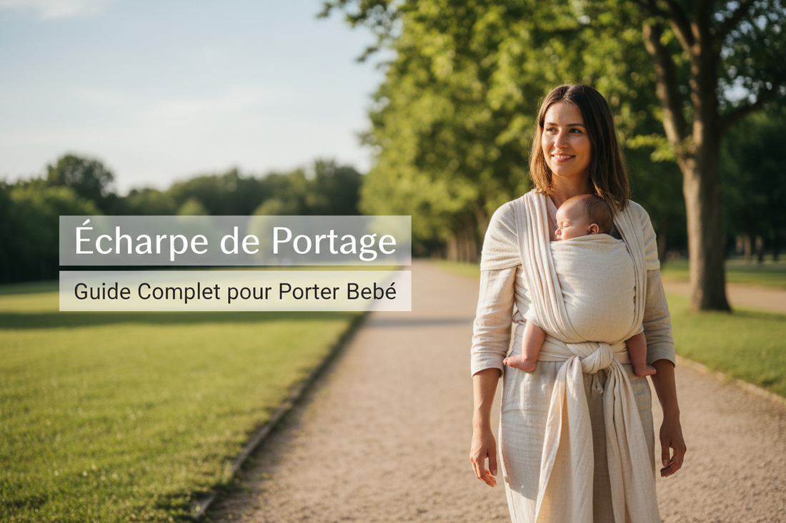 Echarpe de portage moderne avec maman et bebe en balade exterieur