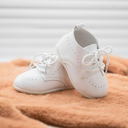 Chaussure bebe en cuir au design rétro chic blanc