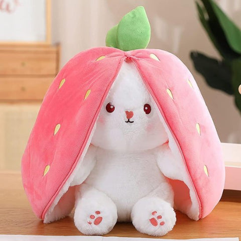 peluche-lapin-déguisement-fraise-rose