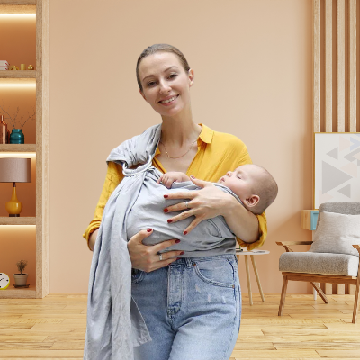 Bébé heureux écharpe de portage bebe