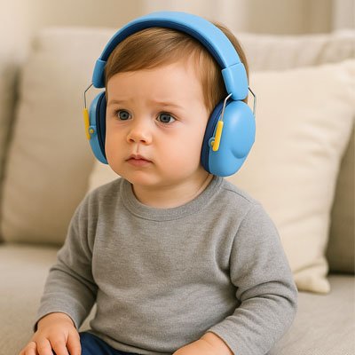 Casque anti bruit bébé léger avec arceau ajustable rembourré