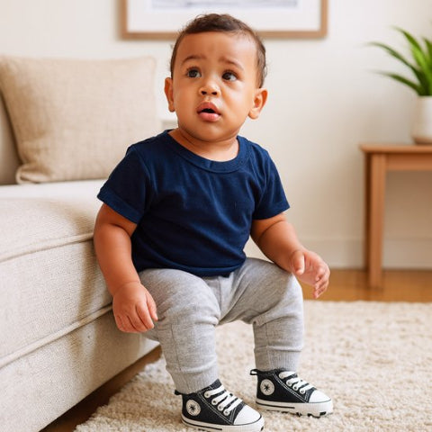 Chaussure bebe montante offrant un bon maintien du pied