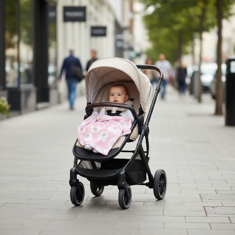 couverture bebe ultra-douce en poussette pour sortie urbaine confortable