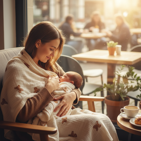 couverture bébé utilisée comme accessoire d'allaitement discret et confortable