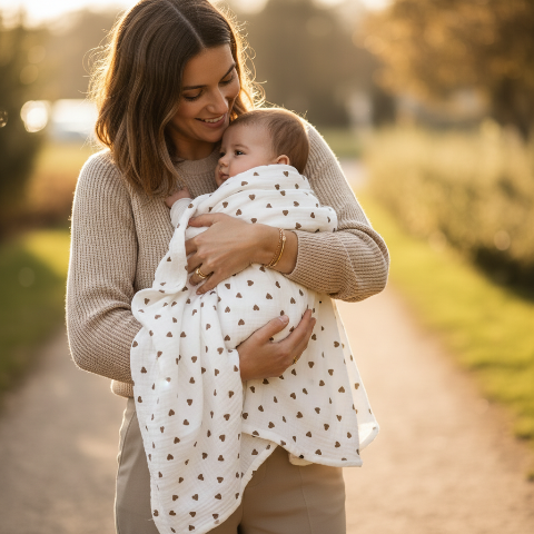 couverture bébé motif cœurs tendres design contemporain et élégant
