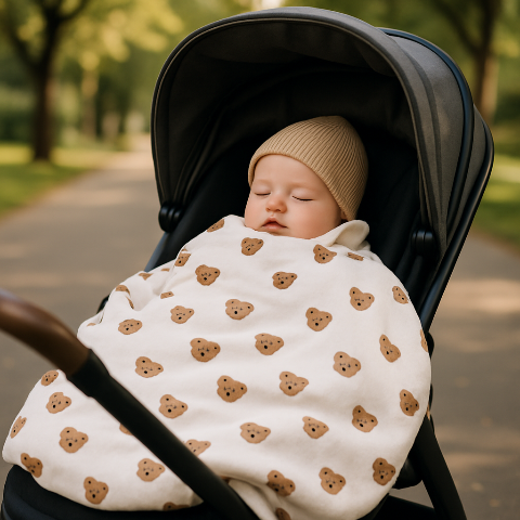 couverture bébé mousseline légère pour balade en poussette