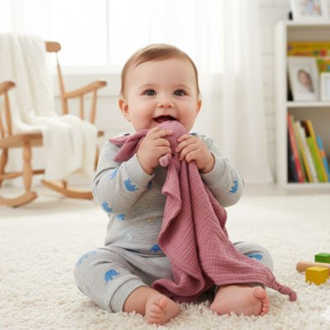 Doudou lapin texturé stimulant la motricité fine du bébé