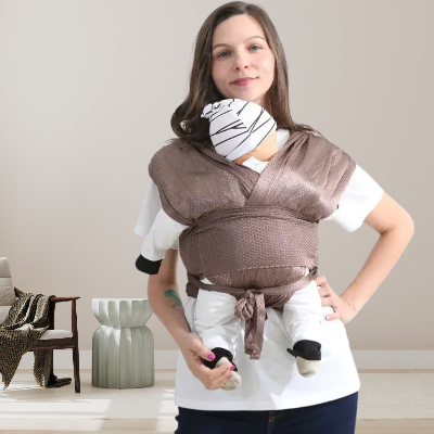 Écharpe de portage bebe endormie café