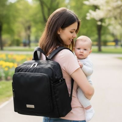 Sac a dos a langer unisexe porté avec bébé