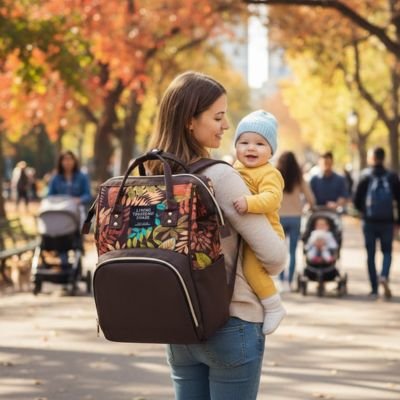 Sac a langer avec poche frontale accès rapide