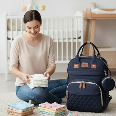 Sac a langer spacieux et organise pour maman avec compartiments pratiques