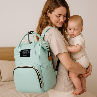 Sac a langer design moderne avec poche frontale zippée