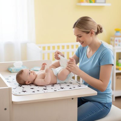 Tapis à langer nomade fonctionnel pour changes rapides bébé